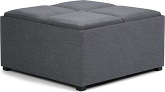 Simpli Home Avalon 35In Contemporary Square Coffee Table Storage Ottoman