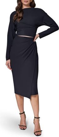 DKNY Front Slit Long Sleeve Dress in Black at Nordstrom, Size 16