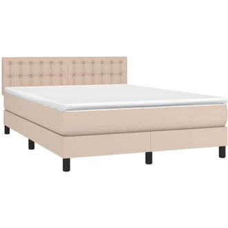 vidaXL Vidaxl - Cama Box Spring Con Colch&oacute;n Cuero Sint&eacute;tico Capuchino 140x200cm