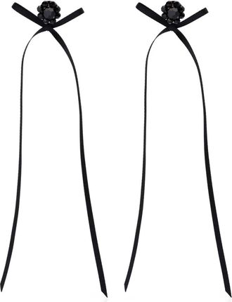 Simone Rocha Orecchini a bottone Bow Ribbon - Nero