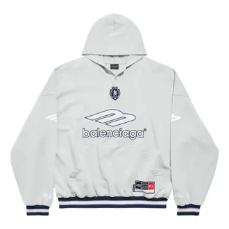 Balenciaga 3B Football Polo Hoodie Grey White 827939TTVQ81461