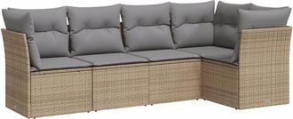 vidaXL Juego De Sof&aacute;s Jard&iacute;n Con Cojines 5 Pzas Rat&aacute;n Sint&eacute;tico Beige Vidaxl