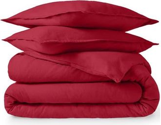 Bare Home 100% Cotton Flannel Duvet Cover & Sham Set in Red at Nordstrom, Size California King
