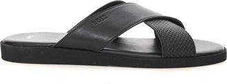 HUGO BOSS Darrel-Slid Sandalen - Heren - Sandalen - Zwart - 41 EU - Leer - Schoenen