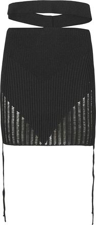 ADĀMO Andrea Adamo Geribbelde wikkelrok - Dames - Korte rokken - Zwart - XS - Polyester - Rokken
