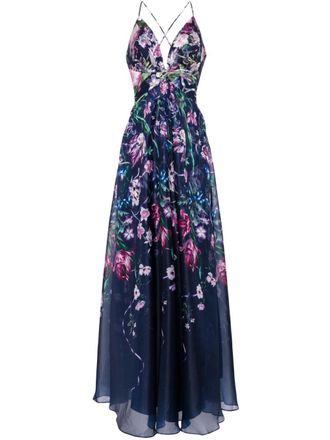Marchesa Abito da sera a fiori - Blu