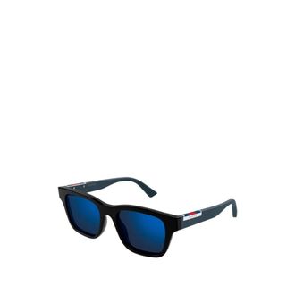 Gucci Vierkante Zonnebril - Heren - Zonnebrillen - Zwart - 52 MM - Leer - Accessoires