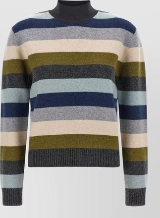Tory Burch striped wool mock neck jumper