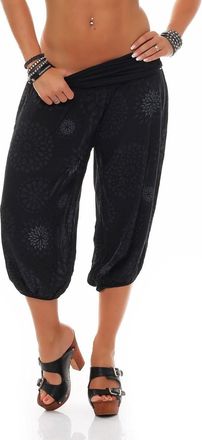 Malito more than fashion Malito Womens Harem Trousers Short with Print - One Size Cotton Pump Trousers - Lightweight 3/4 Fabric Trousers for Dancing, Chilling & Yoga - Knee-Le