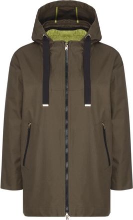 Herno Gekrulde Uitlopende Jas - Dames - Parka Jassen - Groen - XL - Katoen - Jassen