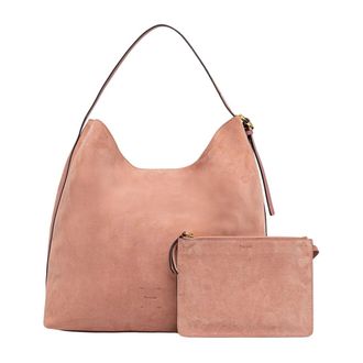 Pollini Viktoria Su&egrave;de Pouch-Detail Tote Bag - Dames - Shoppers - Roze - ONE Size - Su&egrave;de - Tassen