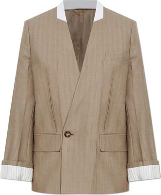 Victoria Beckham Darted Blazer - Dames - Blazers - Beige - 2XS - Wol - Jassen