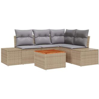vidaXL Garden Sofa Set 5 pcs Beige and Light Grey Poly Rattan vidaXL