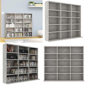 vidaXL Mobile Porta CD Grigio Cemento 100x23x89,5 cm Legno Multistrato - Libreria per musica - Mobiletto per CD