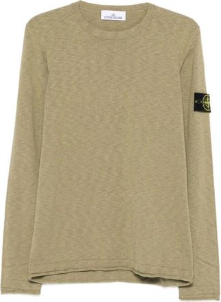 Stone Island Waffle Knit Sweater - Heren - Ronde hals truien - Groen - S - Katoen - Truien & Vesten