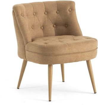 Siediti Fuori e Dentro Sill&oacute;n en tejido rosa empolvado con patas efecto madera