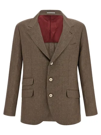 Brunello Cucinelli Brown Linen Mens Blazer