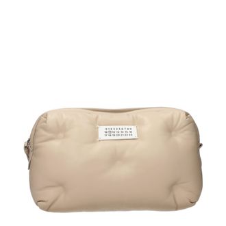 Maison Margiela Damens Beigefarbene Leder-Clutch