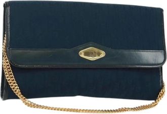 Dior Pre-owned Clutches, female, Blue, Size: ONE SIZE Pre-owned Vintage Trotter Shoulder Bag