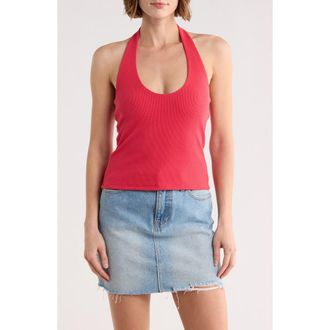 Abound Rib Knit Halter Top in Red Saucy at Nordstrom Rack, Size X-Large