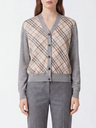 Burberry Wool and Silk Cardigan with Vintage Check Pattern and V-Neck