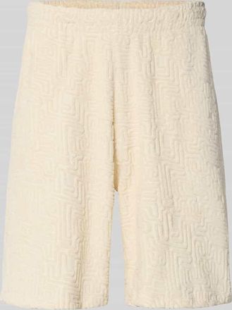 Review Shorts mit Strukturmuster und elastischem Bund in Ecru, Gr&ouml;&szlig;e XXL