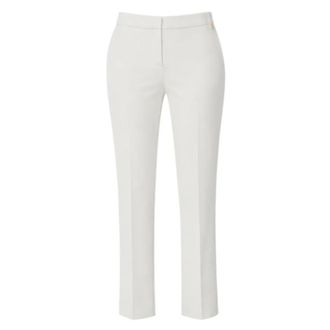 Elisabetta Franchi Slim-fit Trousers, female, Beige, Size: L Trousers in lightweight crepe fabric with logo charm