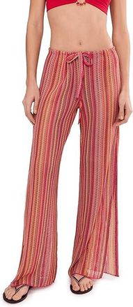BECCA by Rebecca Virtue Seaside Crochet Knit Split Leg Pants Womens Swimwear Apple/Tan : LG, Polyester