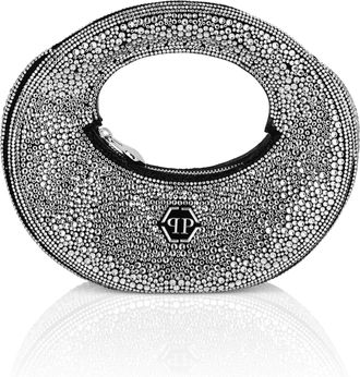 Philipp Plein Suede Mini Handle Bag Strass