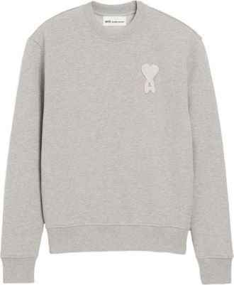 Ami Grey Crew Neck Logo-Patch Sweatshirt