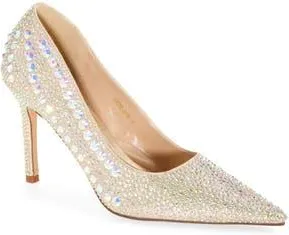 Azalea Wang Corbel Rhinestone Pointed Toe Pump in Gold at Nordstrom Rack, Size 7.5