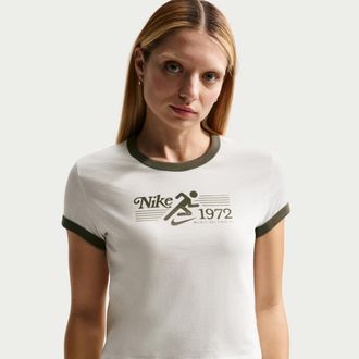 Nike Womens Nike Sportswear Ringer T-Shirt in White | IO7383-133