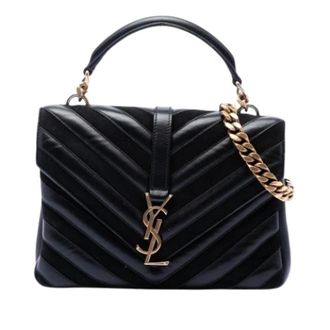 Saint Laurent Pre-owned Handbags, female, Black, Size: ONE SIZE Pre-owned College Satchel