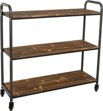 Wanderlust Deco Estanter&iacute;a De Madera Y Metal Marr&oacute;n Con Ruedas 98x34x94,5