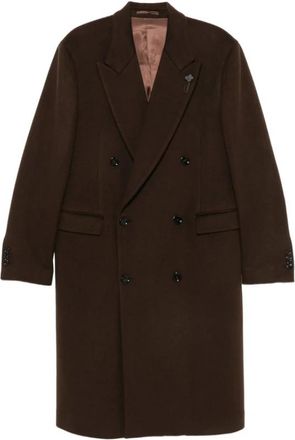 Lardini Dubbele-breasted jas - Heren - Mantel - Bruin - S - Jassen