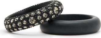 AllSaints Set of 2 Pavé Crystal Band Rings in Black at Nordstrom Rack, Size 7