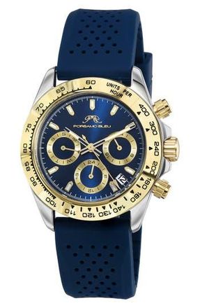 Porsamo Bleu Womens Alexis Chronograph Sport Blue Silicone Watch, 37mm in Two-Tone/Blue at Nordstrom Rack