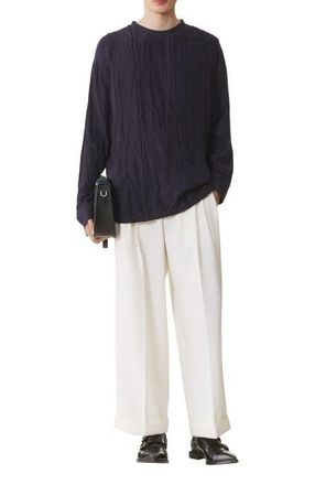 Lanvin Pleated Silk Top in Montana at Nordstrom, Size Medium L