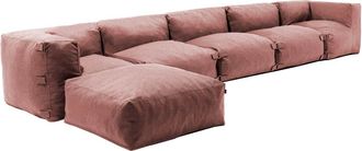 Oviala Sofá de esquina modular con 3 sillones, 2 ángulos y 1 puff terracota