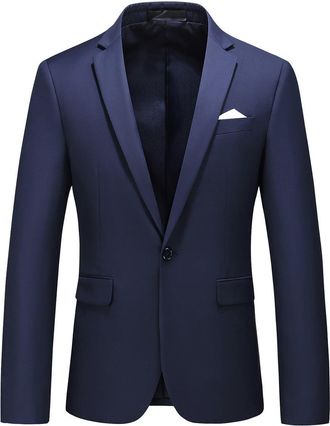 AlltheMen Mode-jasje Casual blazer met &eacute;&eacute;n knop Marineblauw