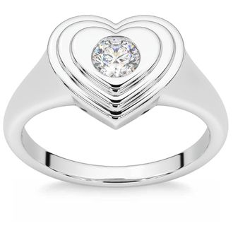 Pompeii3 1/4Ct Diamond Solitaire Womens Sweetheart Signet Heart Ring 14k Gold Lab Grown