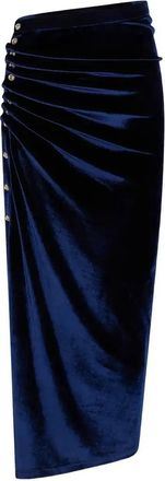 Paco Rabanne Ruched Velvet Midi Skirt - Womens - Viscose/Polyamide/Elastane