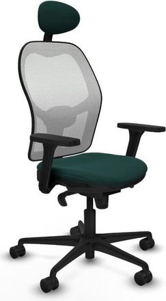 Piqueras y Crespo Piqueras Y Crespo - Jorquera Sincro Malla Blanca Similpiel Verde Botella Brazos 3d Base Nailon Cabecero Fijo Ruedas 65mm Nailon