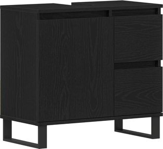 vidaXL Bathroom Sink Cabinet Black Oak 65x33x60 cm Engineered Wood Vidaxl