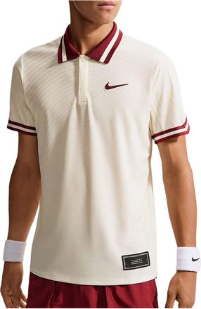Nike Court Slam x Jannik Sinner Aero-FIT Polo Shirt Asia Sizing Pale Ivory White Team Red IM6608-110