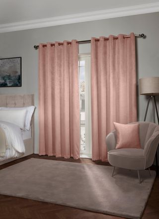 Emma Barclay Ambiance Thermal Blackout Eyelet Curtains 3D Embossed Curtains With Reflective Reverse Weave in Blush Pink - Width 66 x Drop 90 (168 x 228cm) - Emma B