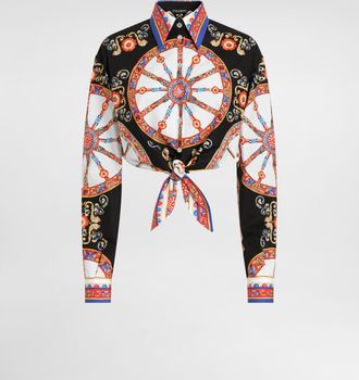 Dolce & Gabbana Carretto-print Cotton Poplin Shirt - Woman Shirts And Tops Multi-colored 36