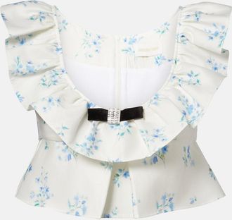 Shushu/Tong Floral ruffled cotton and silk top