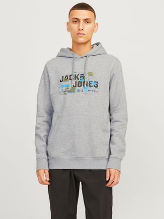 Jack & Jones Kapuzensweatshirt JACK & JONES JCOOUTDOOR LOGO SWEAT HOOD SN, Herren, Gr. XS, grau (light grau melange), angeraute Sweatware, Obermaterial: 60% Baumwo