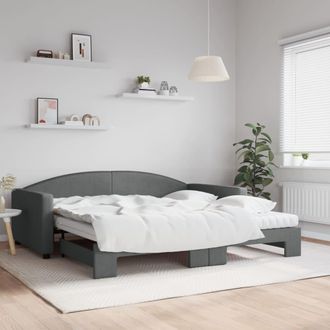 vidaXL Vidaxl - Sof&aacute; Cama Nido Con Colch&oacute;n Tela Gris Oscuro 100x200 Cm